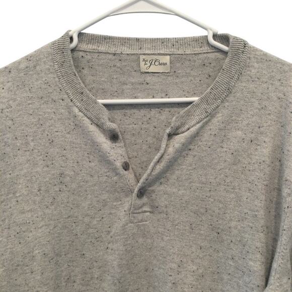 J.Crew Popover Sweater Mens XL Cotton Silk Blend Gray Heathered 1/4 Button Neck - Picture 4 of 9